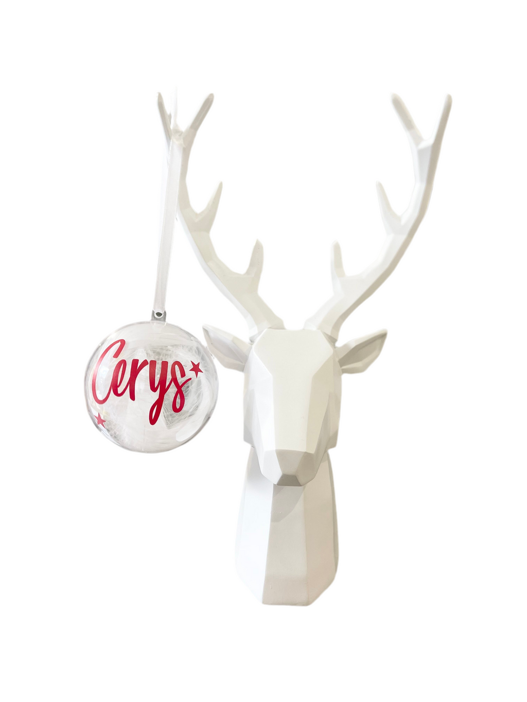 Single Name Star Personalised Clear Feather Christmas Tree Hanging Decoration Bauble