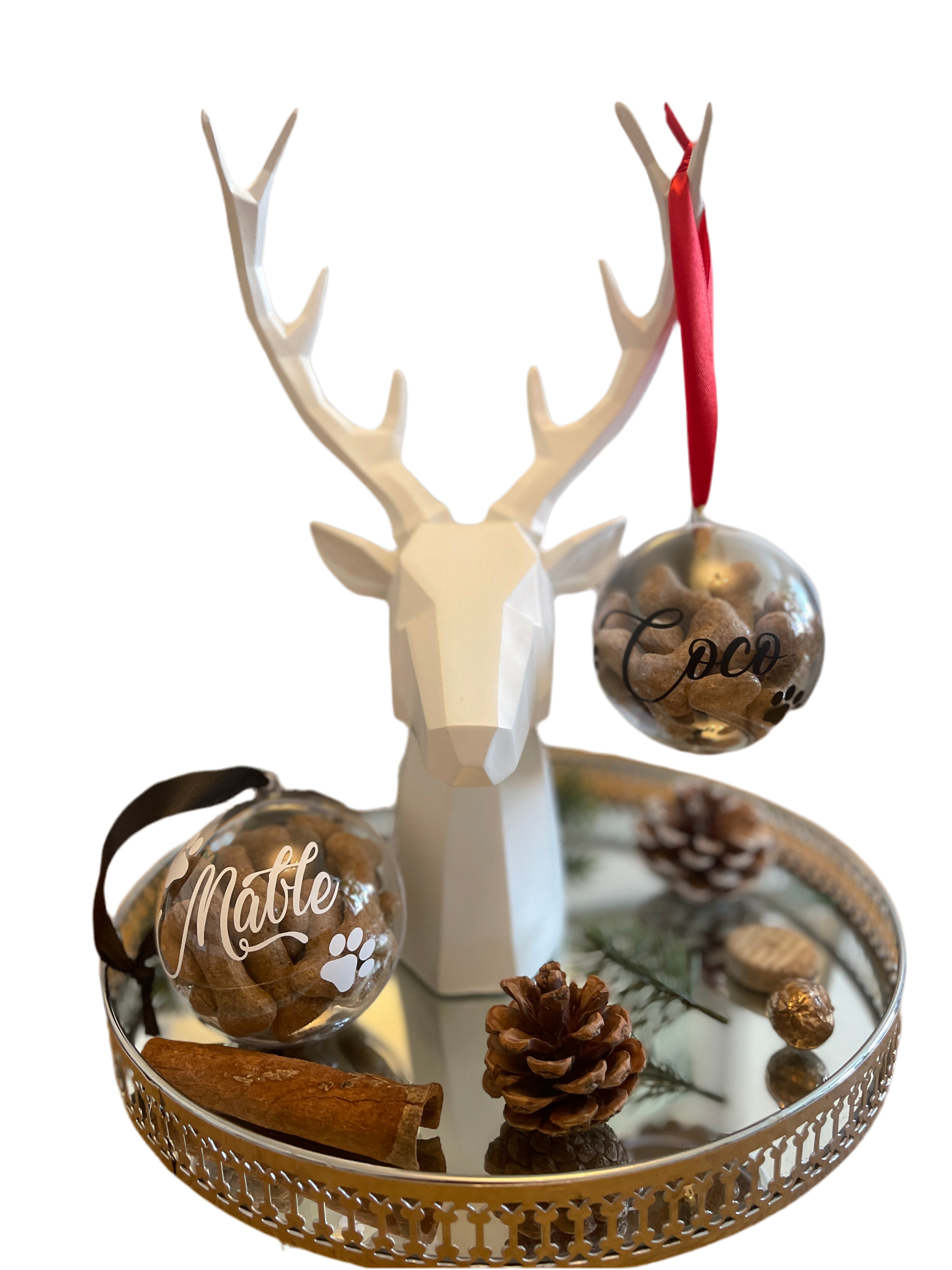 Pet Dog Paw Print Personalised Clear Feather Christmas Tree Hanging Decoration Bauble