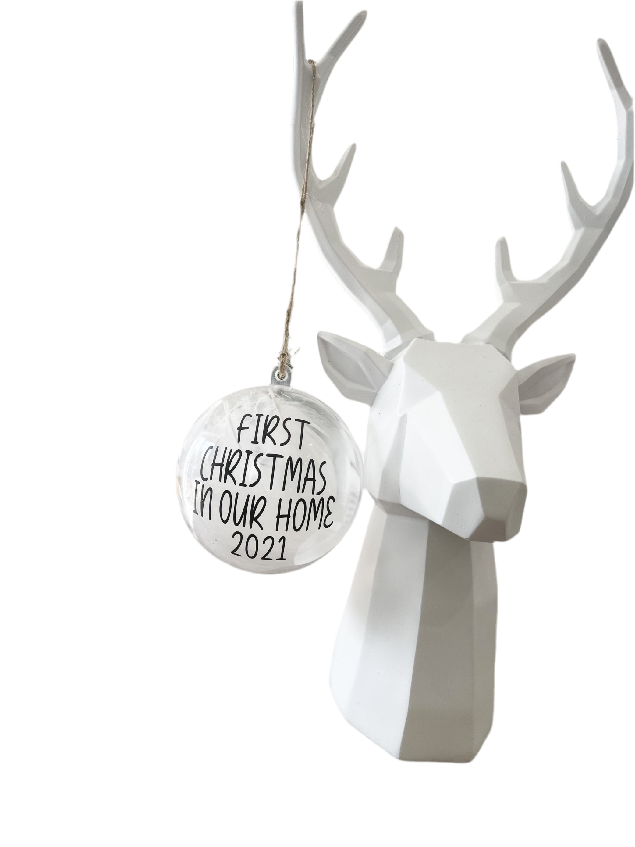 First Christmas In Our Home Clear Feather Christmas Tree Hanging Decoration Bauble